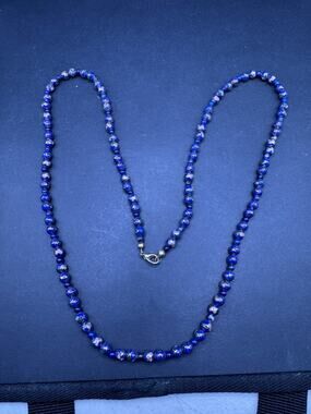 Vintage Cloisonné Beaded Long Necklace Blue Colorful Beads